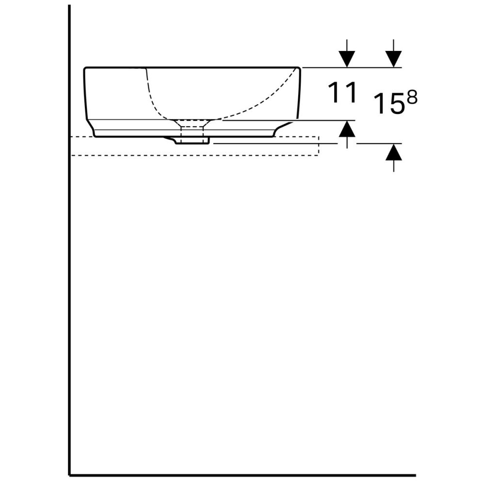 Lavoar baie pe blat alb 45 cm, rotund, Geberit VariForm [3]