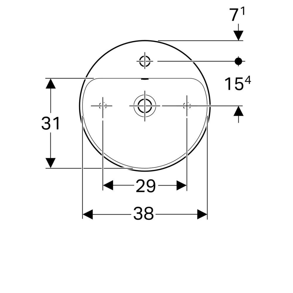 Lavoar baie pe blat alb 45 cm, rotund, Geberit VariForm [4]