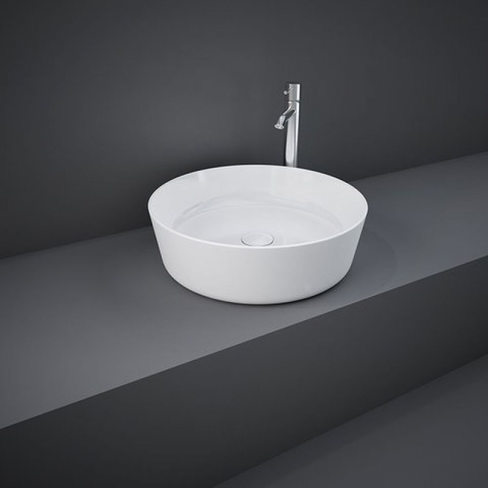 Lavoar baie pe blat alb lucios 42 cm, rotund, Rak Feeling [2]