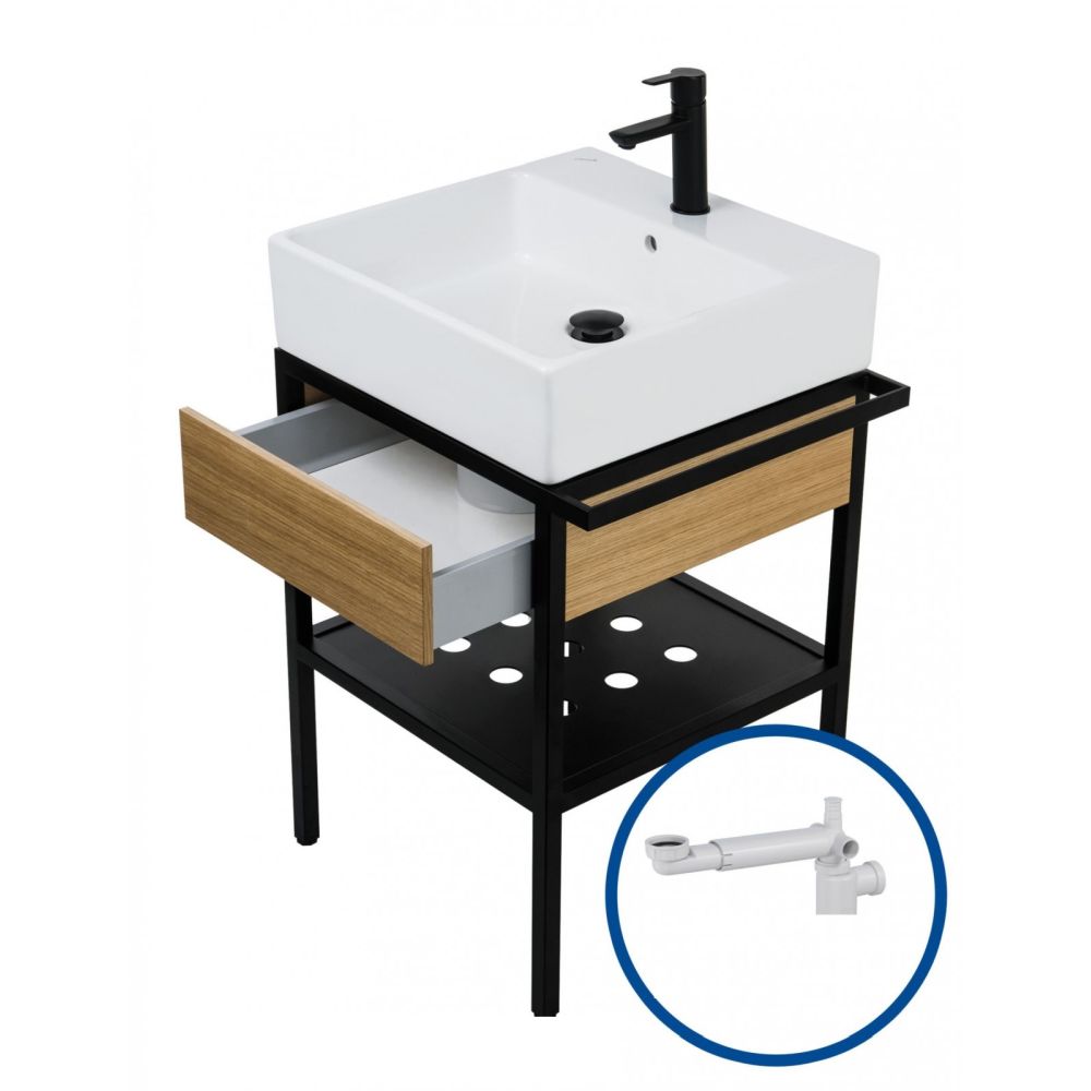 Lavoar baie pe blat si consola sustinere cu sertar, 600x500x140 mm, Deante, Temisto [2]