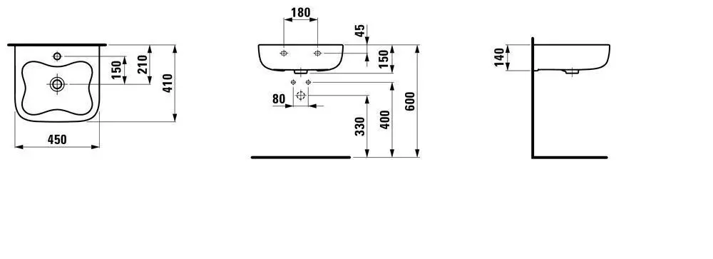 Lavoar baie pentru copii 45x41 cm, alb/rosu Laufen Florakids [4]