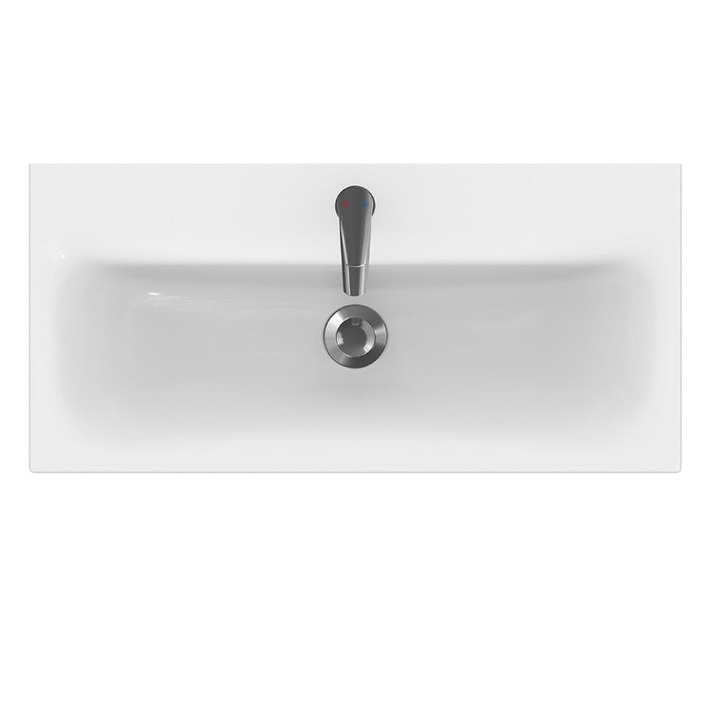 Lavoar baie pentru mobilier alb lucios 80 cm Cersanit Moduo [2]