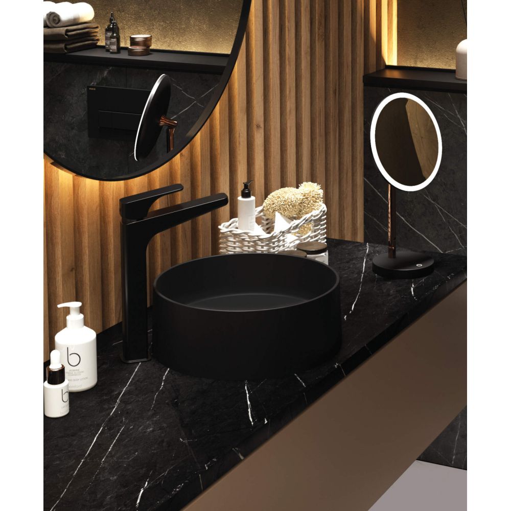 Lavoar pe blat compozit negru mat 36 cm, rotund, Deante Silia [4]