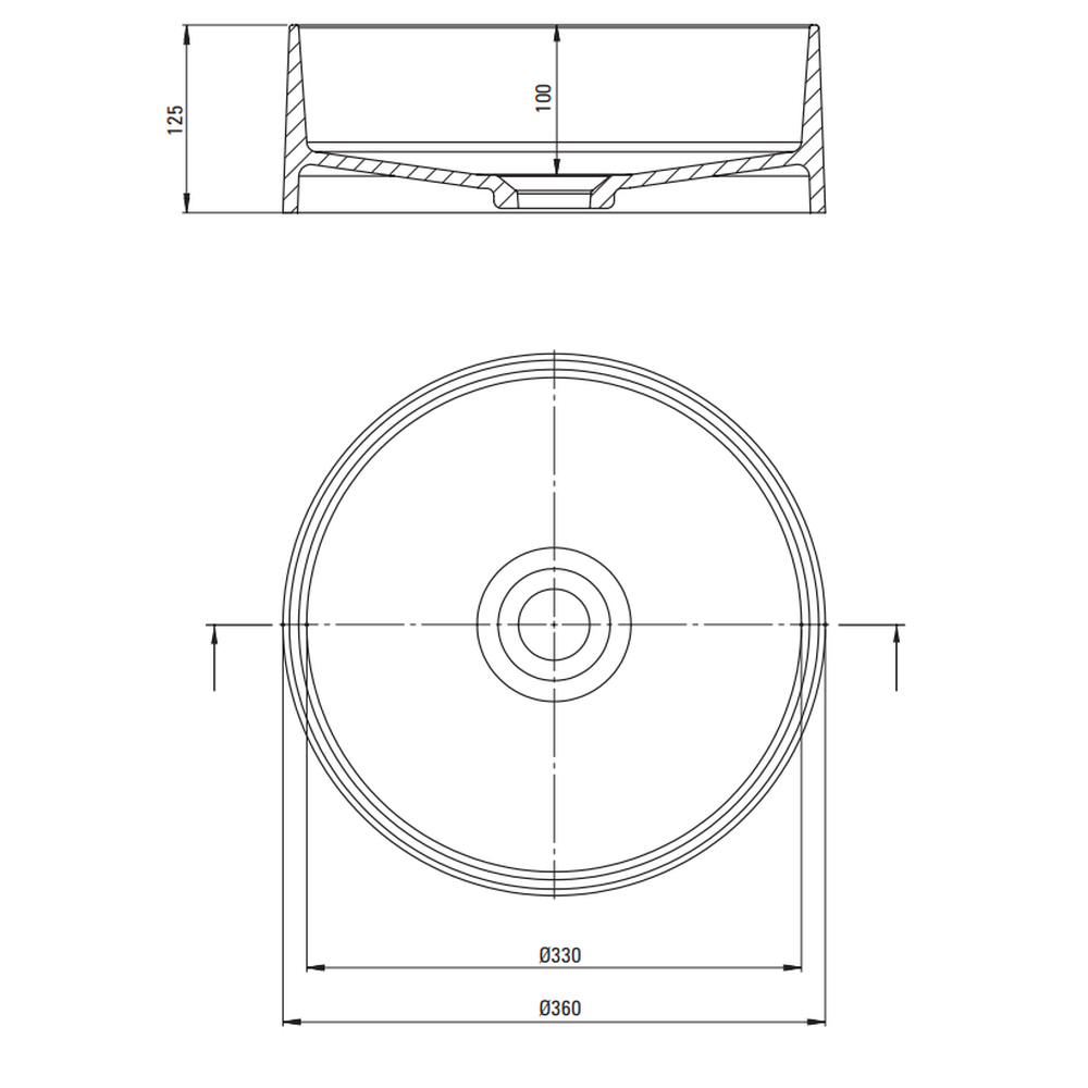 Lavoar pe blat compozit alb lucios 36 cm, rotund, Deante Silia [5]