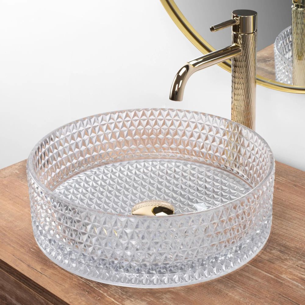 Lavoar baie rotund, sticla securizata transparenta, Merlin Foglia [3]