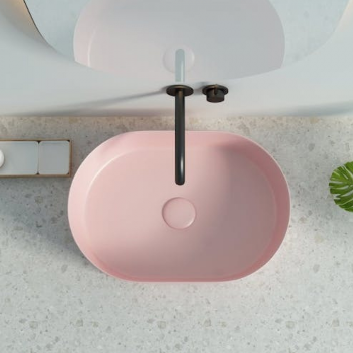 Lavoar baie roz mat montaj pe blat, ventil inclus, 60 cm, Adelais Foglia [2]