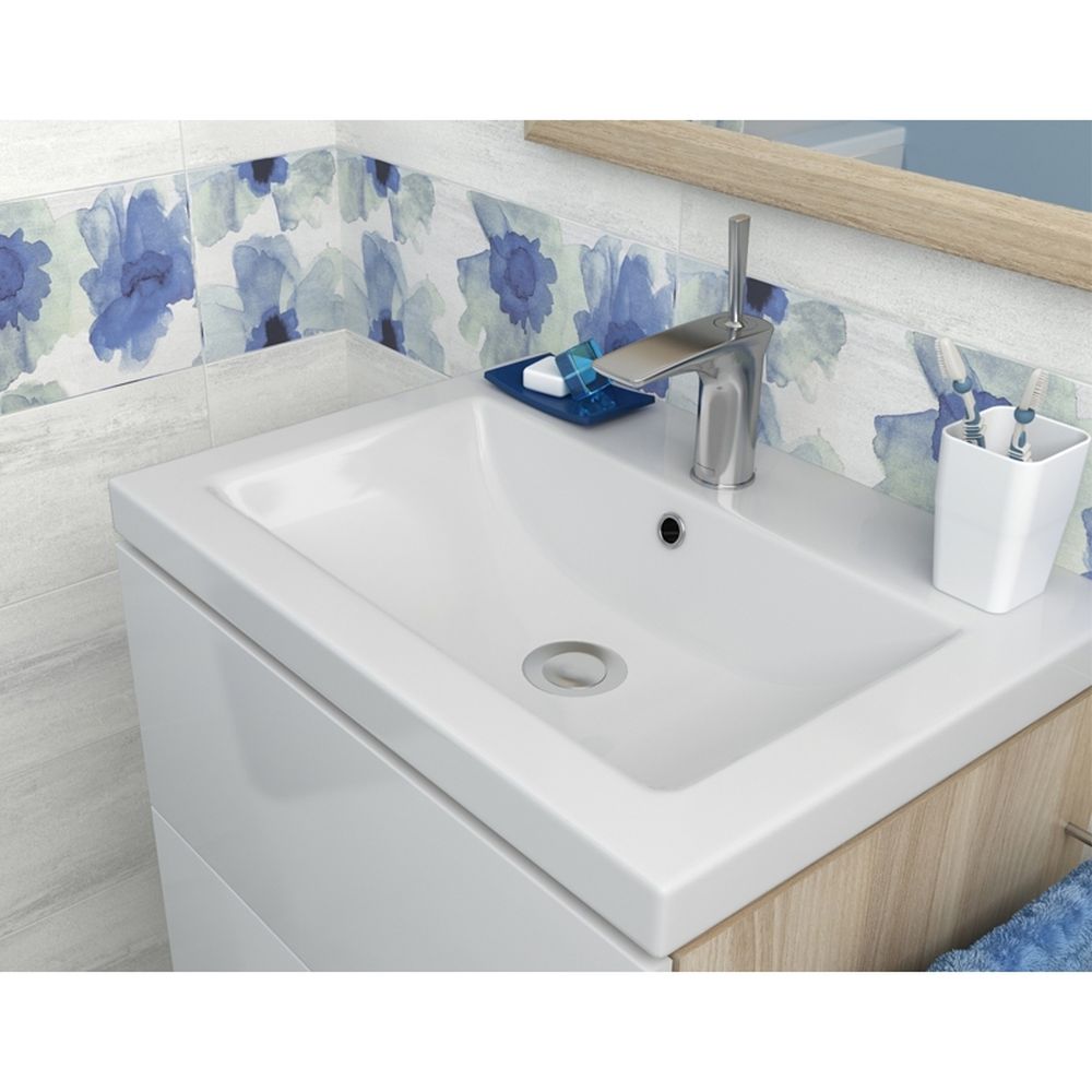 Lavoar baie suspendat alb lucios 80 cm, dreptunghiular, Cersanit Como [2]