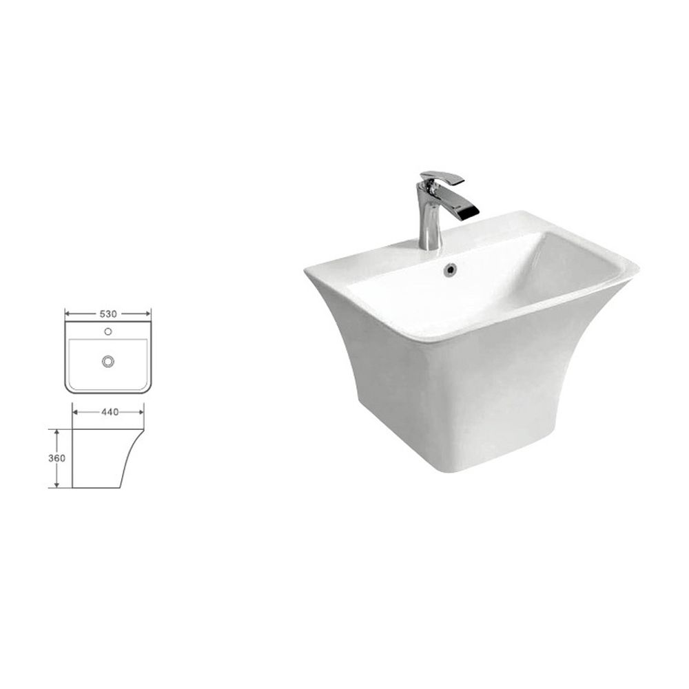 Lavoar baie suspendat Fluminia Menad New cu preaplin, 53 cm, alb lucios [2]