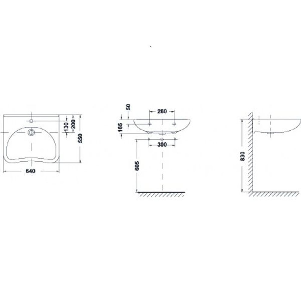 Lavoar suspendat alb 64 cm, cu set de fixare, Gala Blue 64 cm [3]