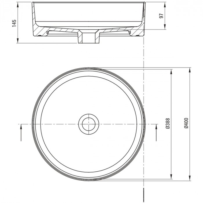 Lavoar ceramic, montare blat, 40x40 cm, alb, Deante Round [3]