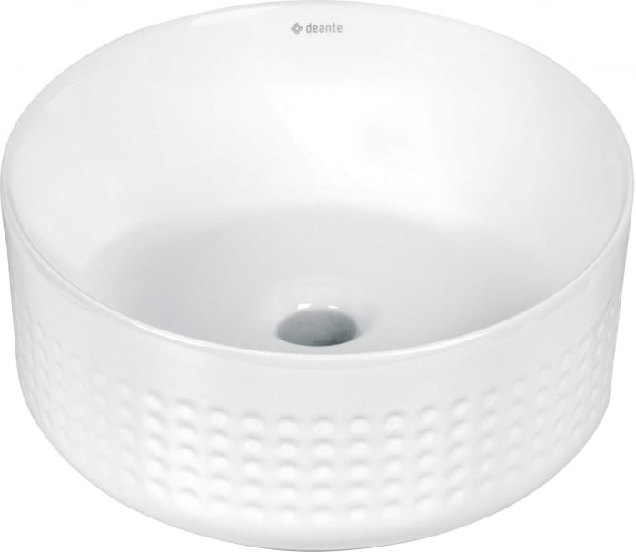 Lavoar ceramic, montare blat, asimetric, 36x36 cm, alb, Deante Silia Hexa