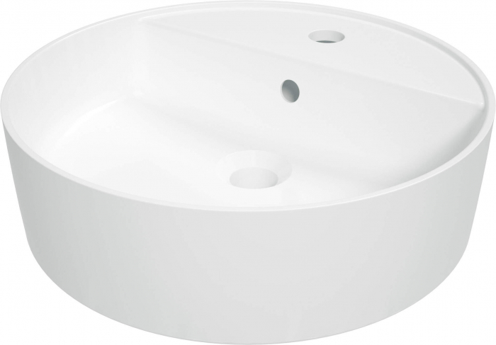 Lavoar ceramic, montare blat, cu gaura pentru baterie, 42x42 cm, alb, Deante Round