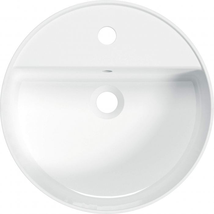 Lavoar ceramic, montare blat, cu gaura pentru baterie, 42x42 cm, alb, Deante Round [2]