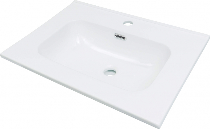 Lavoar baie incastrat, ceramic, cu gaura pentru baterie, 61x46.2 cm, alb, Deante Tubo