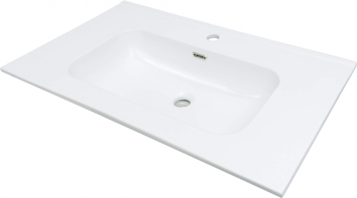 Lavoar baie incastrat, ceramic, cu gaura pentru baterie, 81x46.2 cm, alb, Deante Tubo