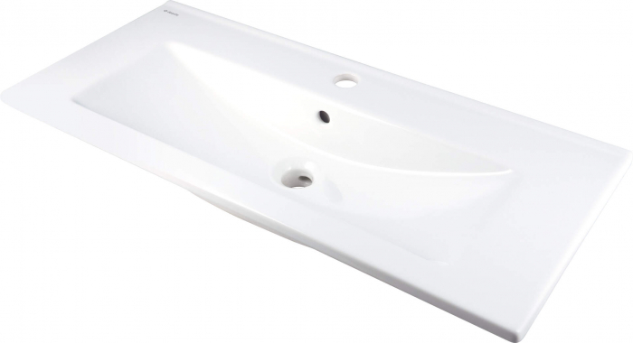 Lavoar baie incastrat, ceramic, cu gaura pentru baterie, 81.5x36 cm, alb Deante Tubo [1]
