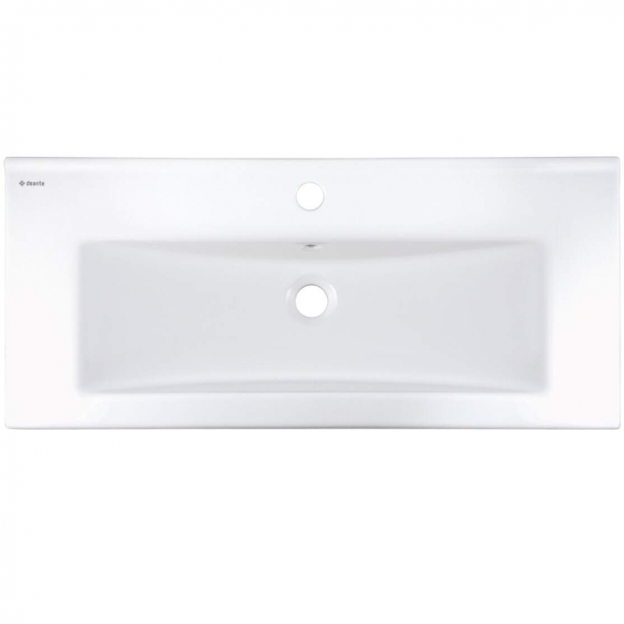 Lavoar baie incastrat, ceramic, cu gaura pentru baterie, 81.5x36 cm, alb Deante Tubo [2]