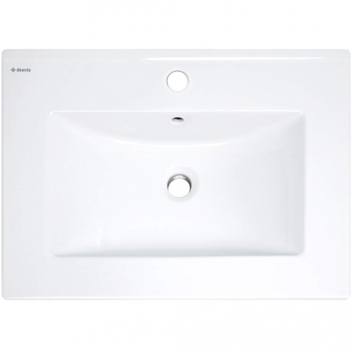Lavoar baie incastrat, ceramic, cu gaura pentru baterie, 61.5x46,5 cm, alb, Deante Tubo [2]