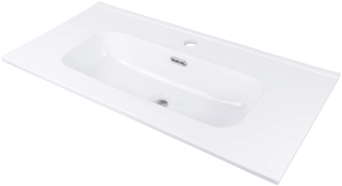 Lavoar baie incastrat, ceramic, cu gaura pentru baterie, 80x38.5 cm, alb, Deante Tubo