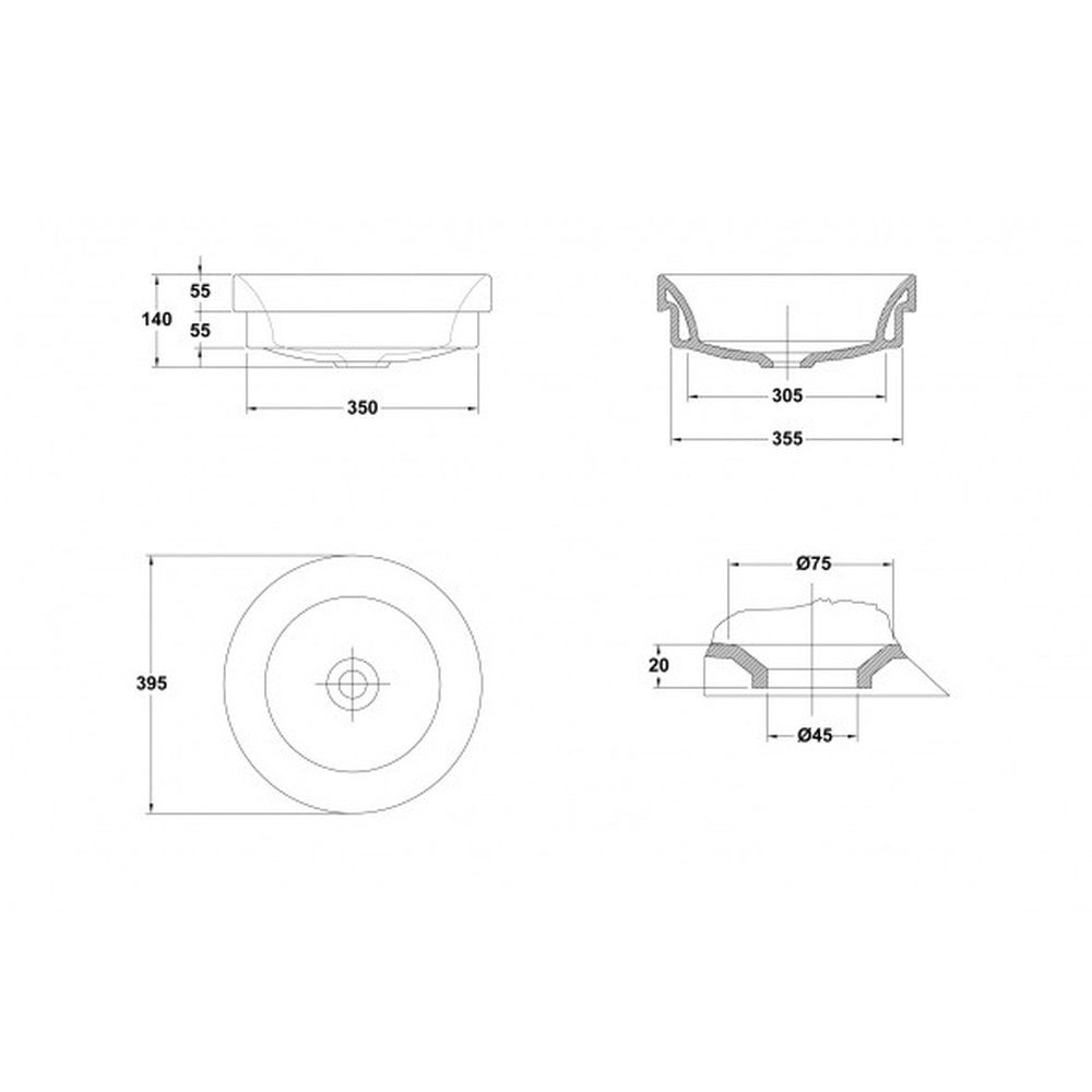 Lavoar pe blat alb 40 cm, rotund, Gala Circle [2]