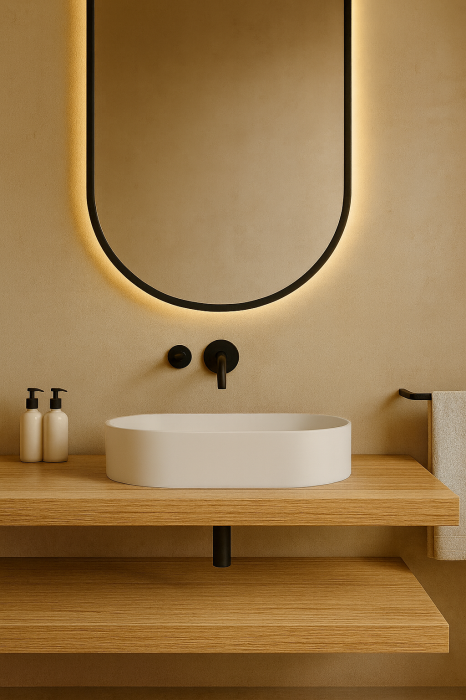 Lavoar compozit cu montare pe blat, 60x38 cm, alb mat, Foglia Terra [4]