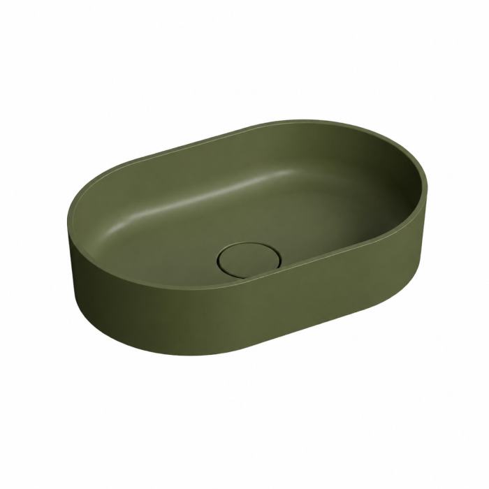Lavoar compozit cu montare pe blat, 60x38 cm, verde mat, Foglia Terra [2]