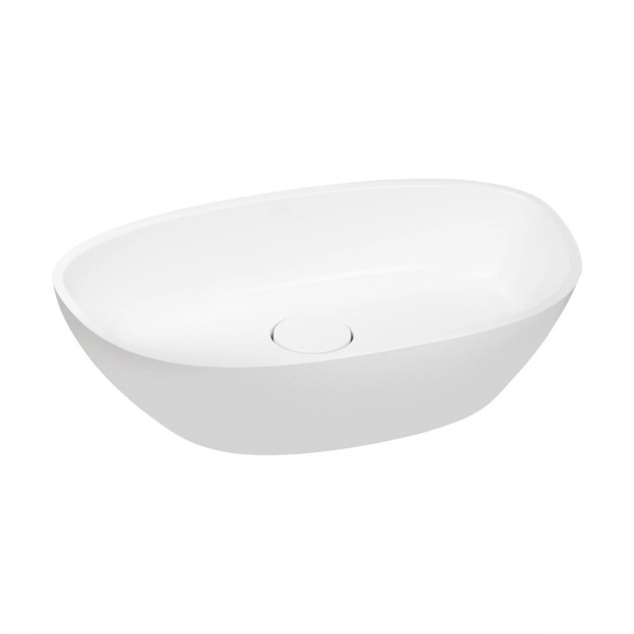 Lavoar compozit cu montare pe blat, 60x36 cm, alb lucios, Foglia Ondo Curve [2]