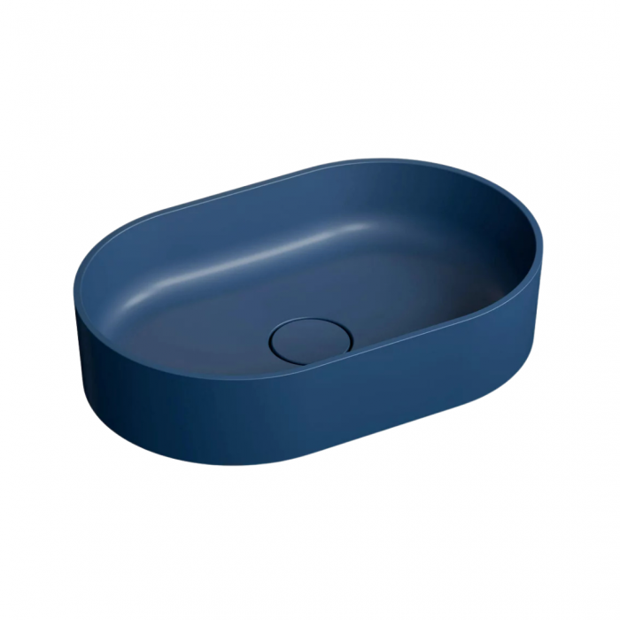 Lavoar compozit cu montare pe blat, 60x40 cm, albastru mat, Foglia Evo