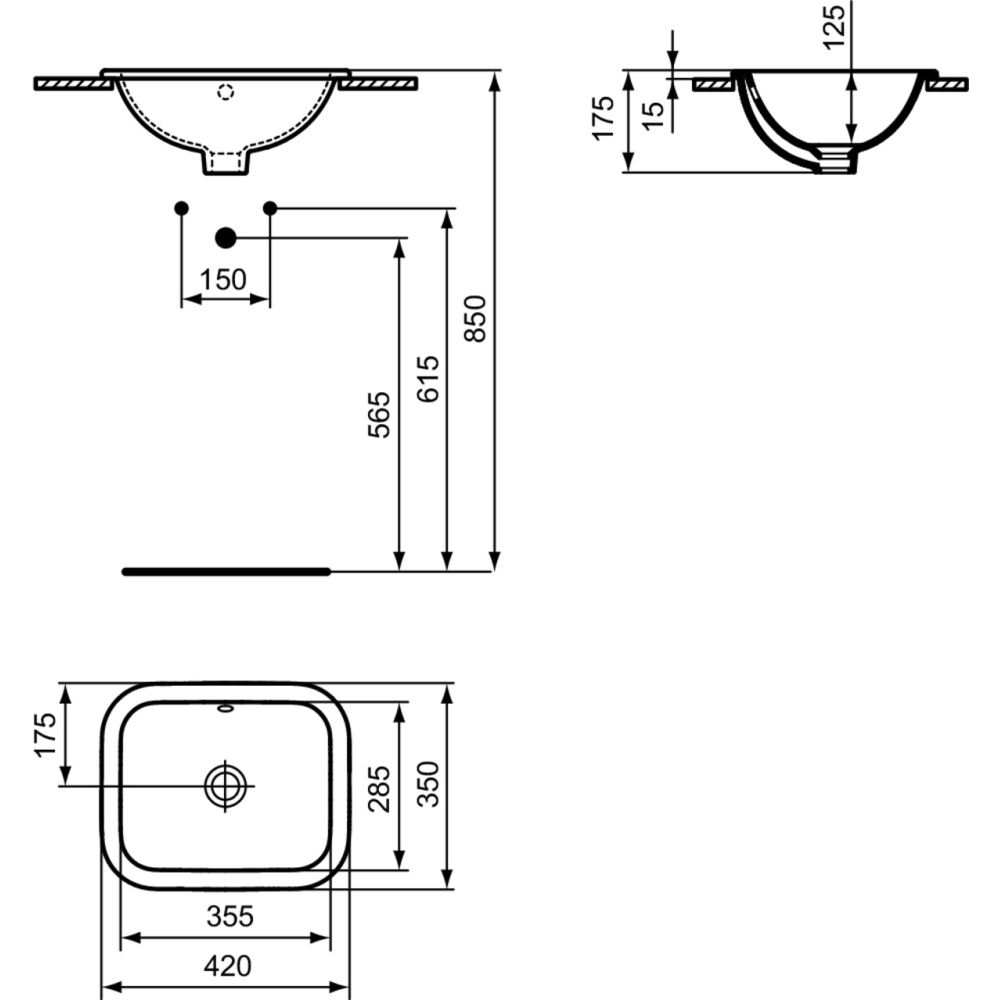 Lavoar incastrat alb 42 cm, dreptunghiular, Ideal Standard Connect [6]