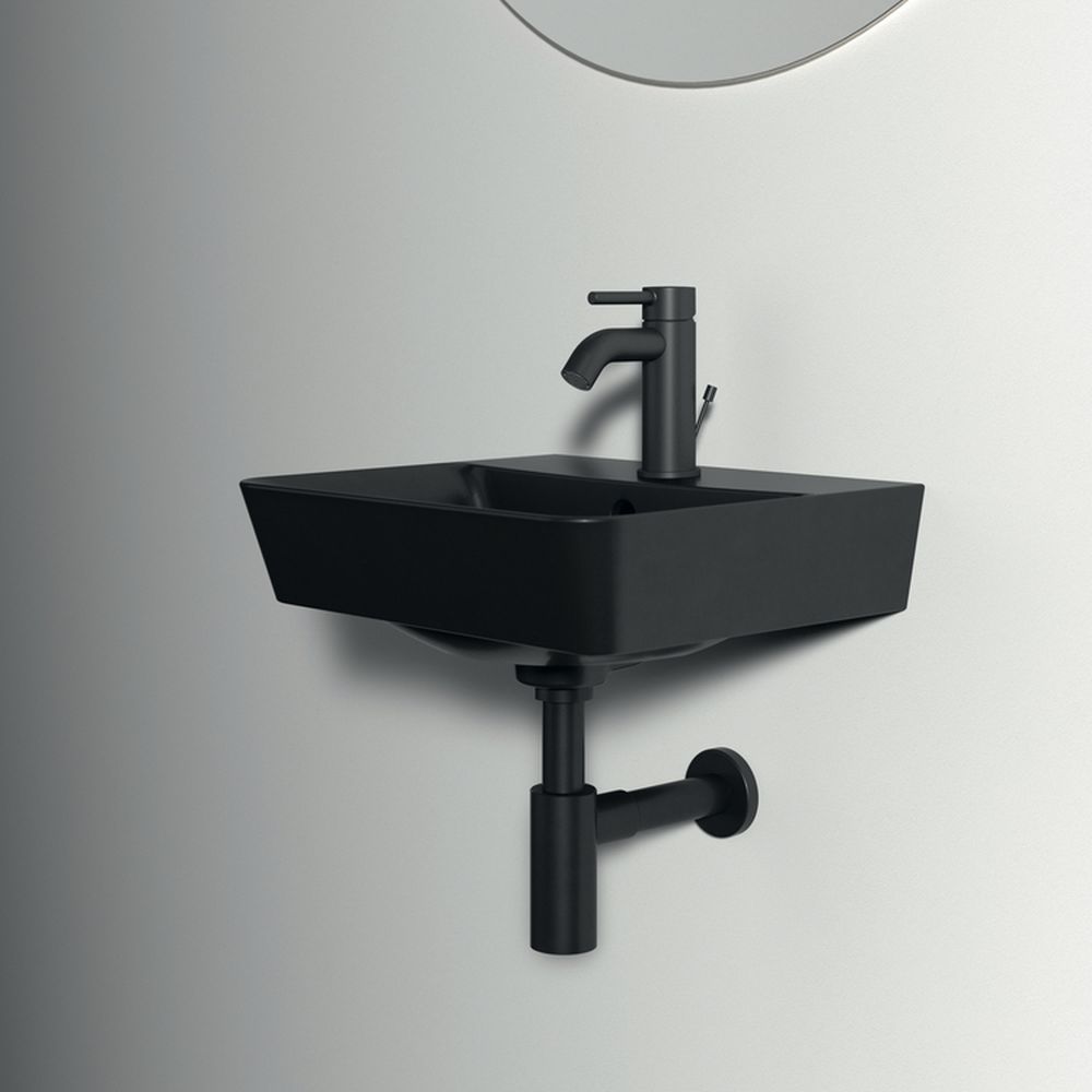 Lavoar suspendat negru mat 40 cm, orificiu baterie si cu preaplin, Ideal Standard Connect Air [6]