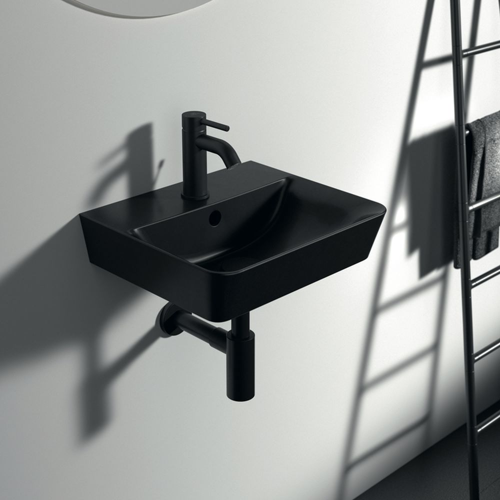 Lavoar suspendat negru mat 40 cm, orificiu baterie si cu preaplin, Ideal Standard Connect Air [7]