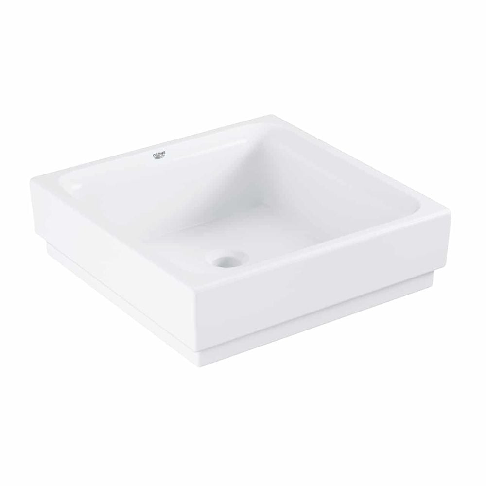 Lavoar baie pe blat alb 41 cm, patrat, Grohe Cube Ceramic Pure Guard