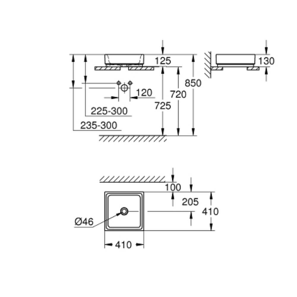 Lavoar baie pe blat alb 41 cm, patrat, Grohe Cube Ceramic Pure Guard [2]