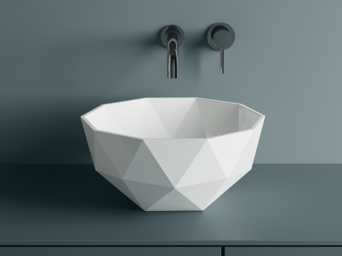 Lavoar de baie compozit cu montare pe blat, alb, oval, Foglia 3D Bowl [2]