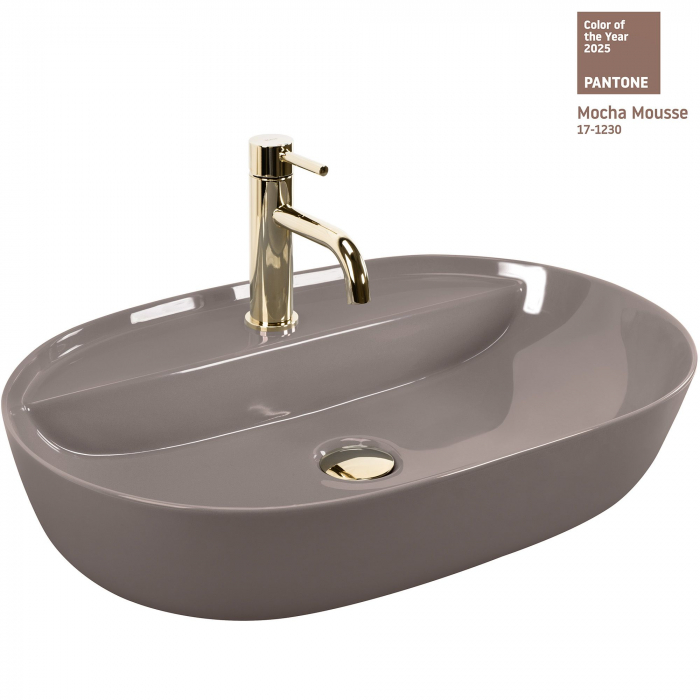 Lavoar pe blat, bej lucios, oval 61 cm, Rea Aura [1]