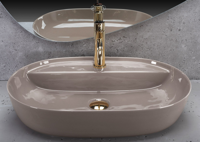 Lavoar pe blat, bej lucios, oval 61 cm, Rea Aura [3]