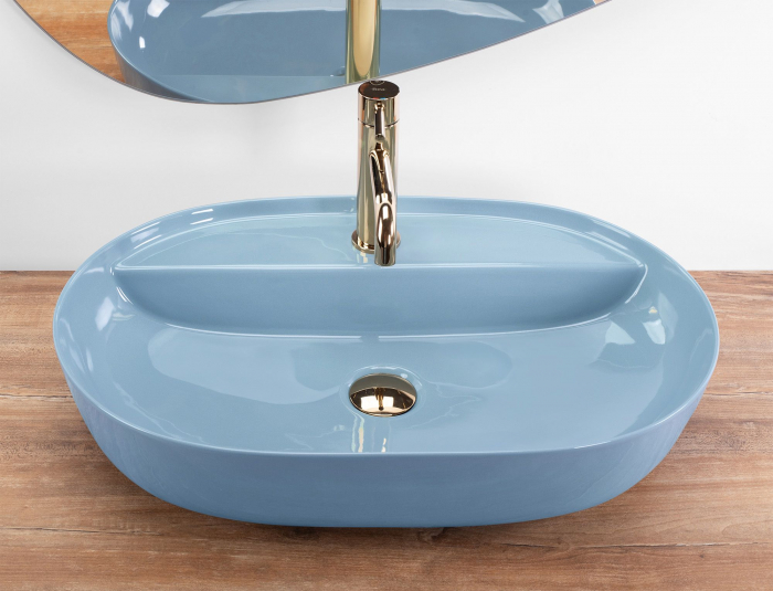 Lavoar pe blat albastru lucios, oval 61 cm, Rea Aura [3]
