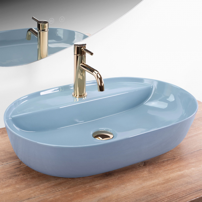 Lavoar pe blat albastru lucios, oval 61 cm, Rea Aura [2]