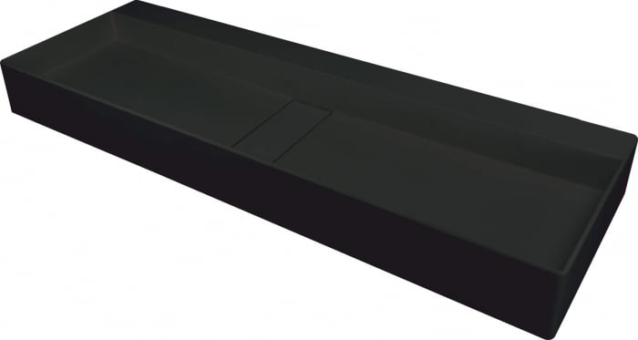 Lavoar din granit, capac scurgere, montare blat, 100x40 cm, negru, Deante Blur