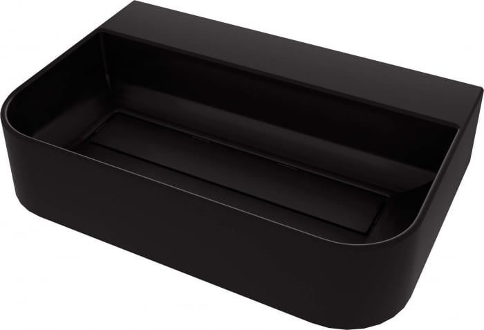 Lavoar din granit, capac scurgere, montare blat, 60.5x40.5 cm, negru, Deante Arnika