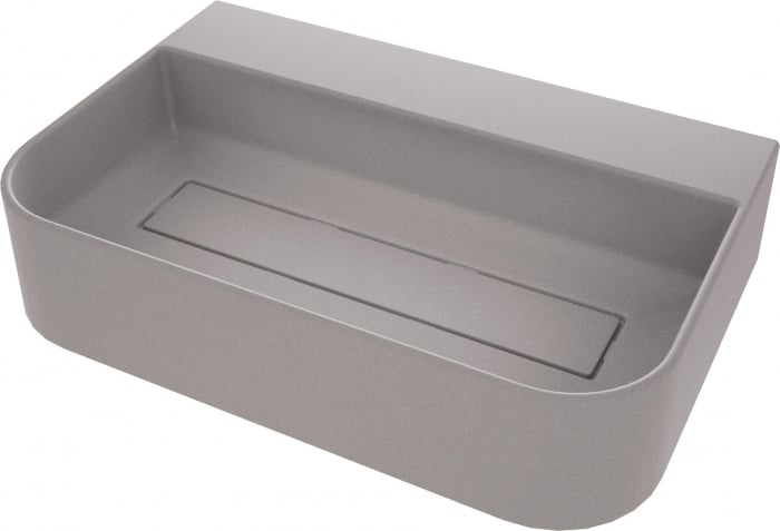 Lavoar din granit, capac scurgere, montare blat, 60.5x40.5 cm, gri, Deante Arnika