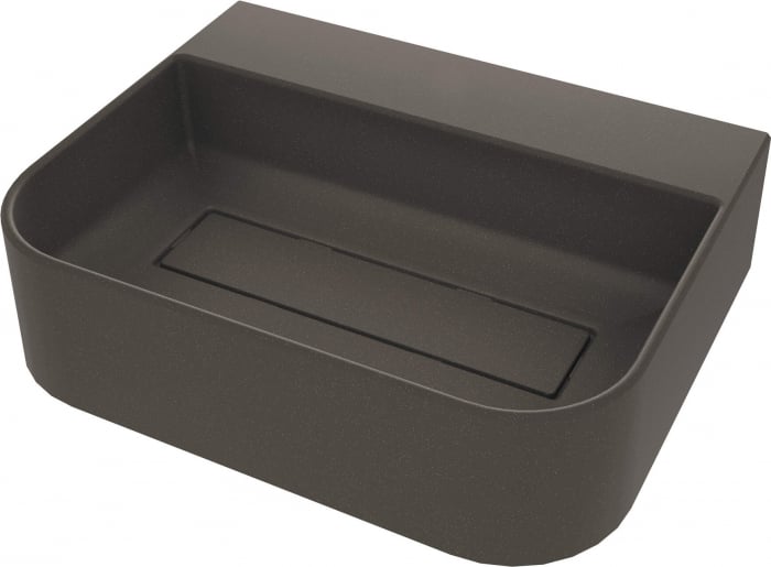 Lavoar din granit, capac scurgere, montare blat, 50.5x40.5 cm, antracit, Deante Arnika