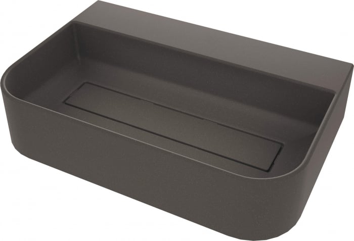 Lavoar din granit, capac scurgere, montare blat, 60.5x40.5 cm, antracit, Deante Arnika