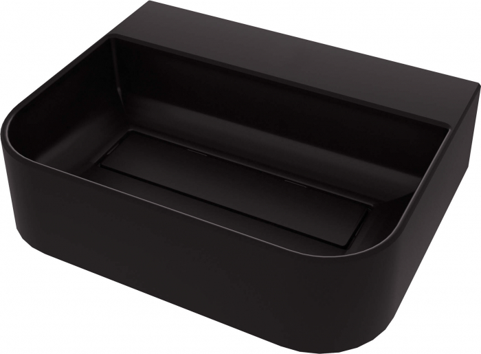 Lavoar din granit, capac scurgere, montare blat, 50.5x40.5 cm, negru, Deante Arnika