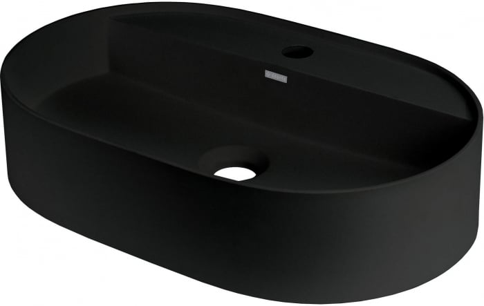 Lavoar din granit, montare blat, cu gaura pentru baterie, negru, Deante Silia