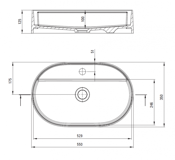 Lavoar baie pe blat, antracit metalic, 55 cm, oval, Deante Silia [3]