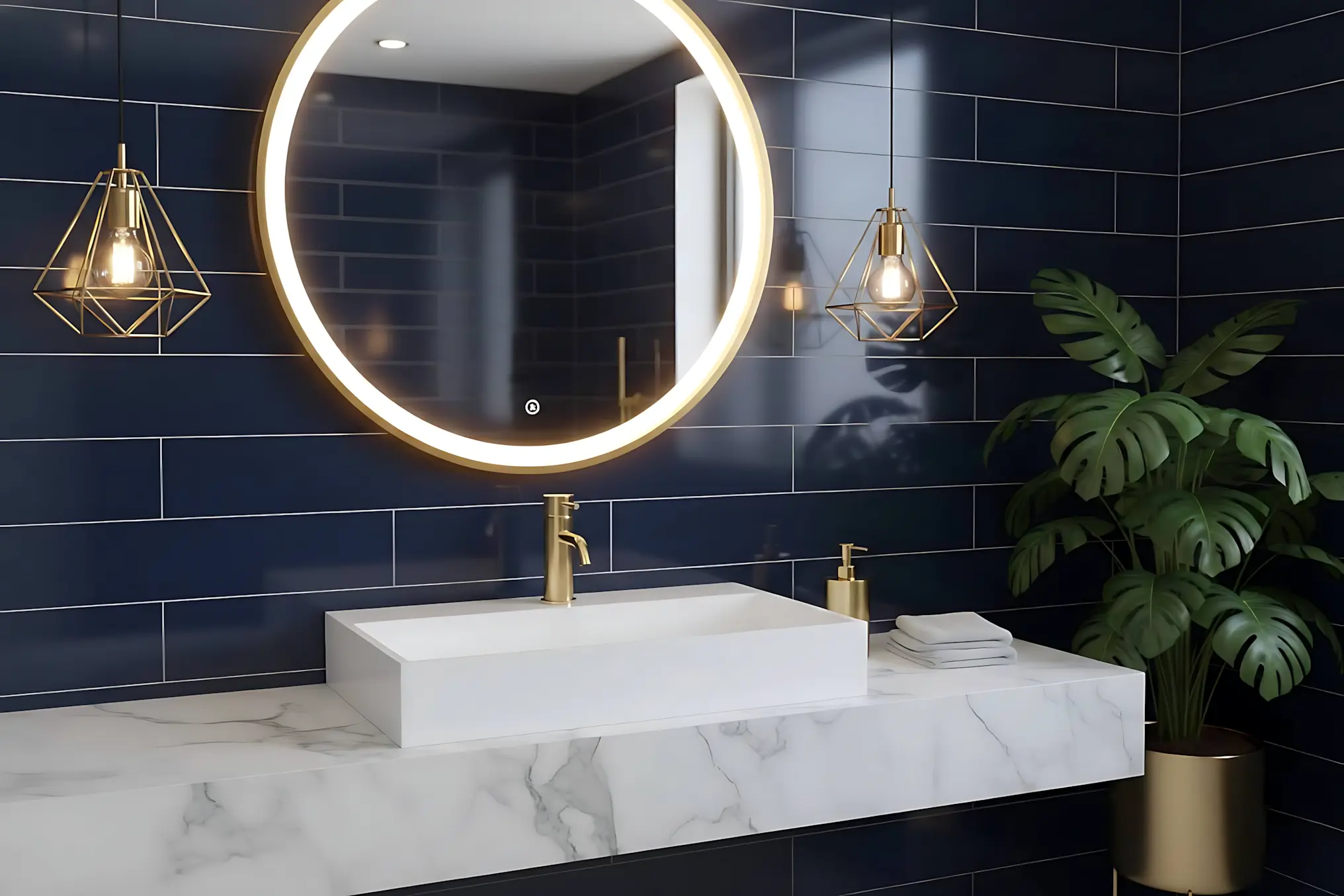 Lavoar dreptunghiular Rea Goya, conglomerat alb mat, 50 x 37 cm [2]