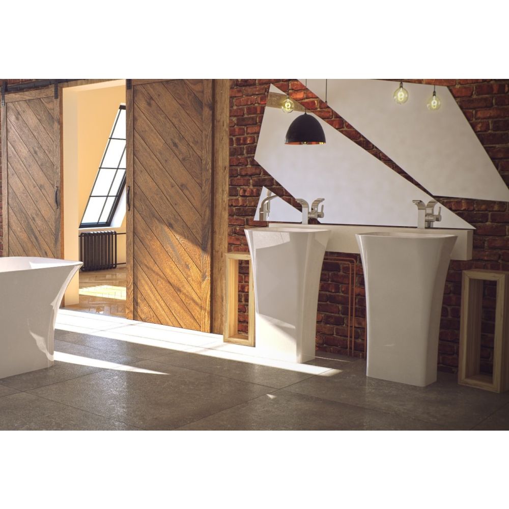 Lavoar freestanding alb 52 cm din compozit, dreptunghiular, Besco Assos [3]