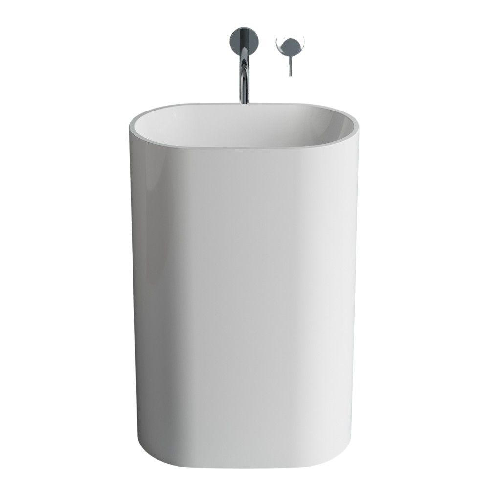 Lavoar freestanding compozit alb mat, oval, Marmite Chira [1]