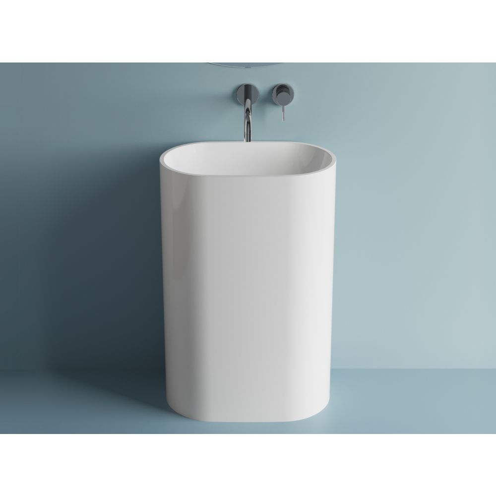 Lavoar freestanding compozit alb mat, oval, Marmite Chira [2]